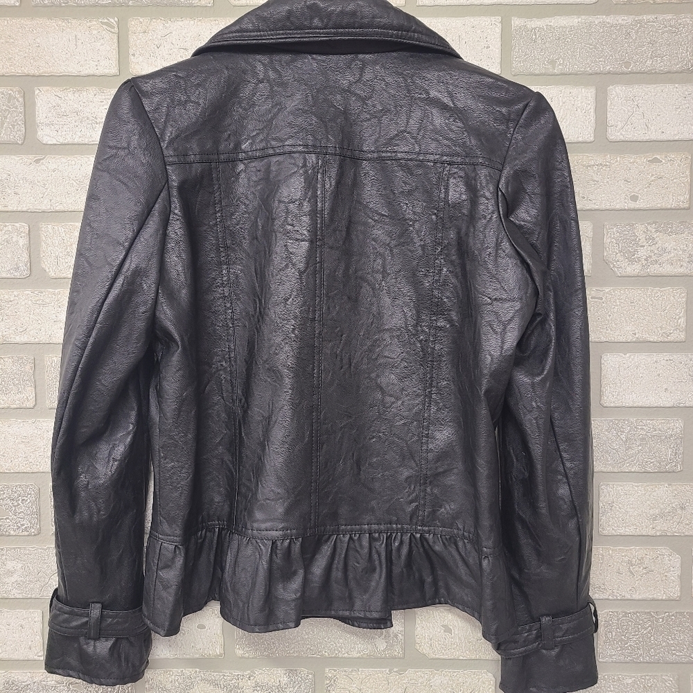 Creazioni Effeci Black Faux Leather Jacket Size Medium - Picture 5 of 9